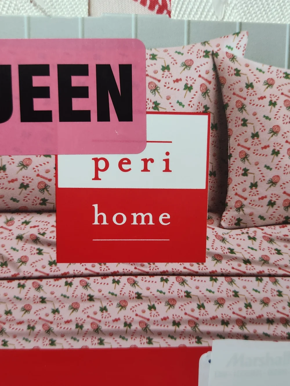 Peri Home Pink Candy Cane Print Sheet Set Queen Size Christmas